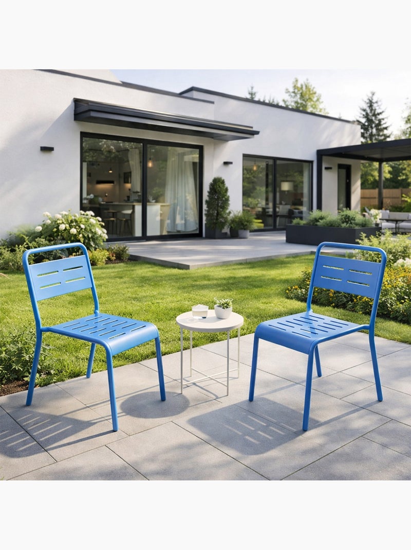 BERGAME Ensemble de 2 chaises de jardin empilables bleues Bleu - Kiabi
