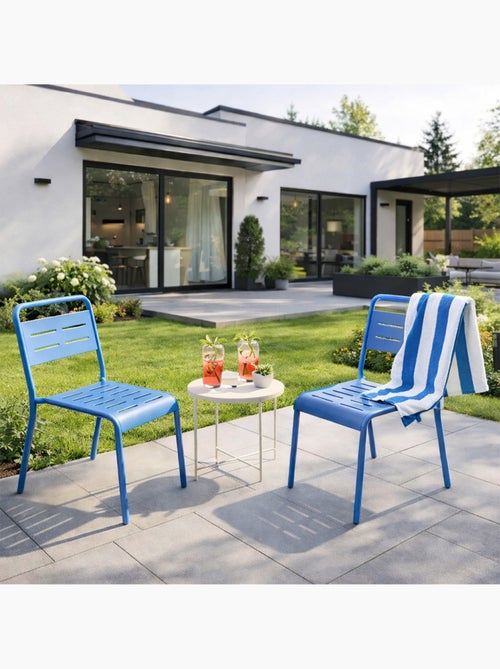 BERGAME Ensemble de 2 chaises de jardin empilables bleues - Kiabi