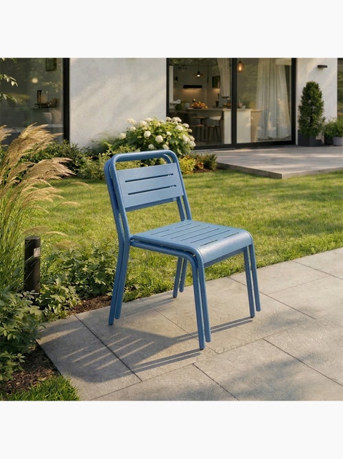 BERGAME Ensemble de 2 chaises de jardin empilables bleues - Kiabi
