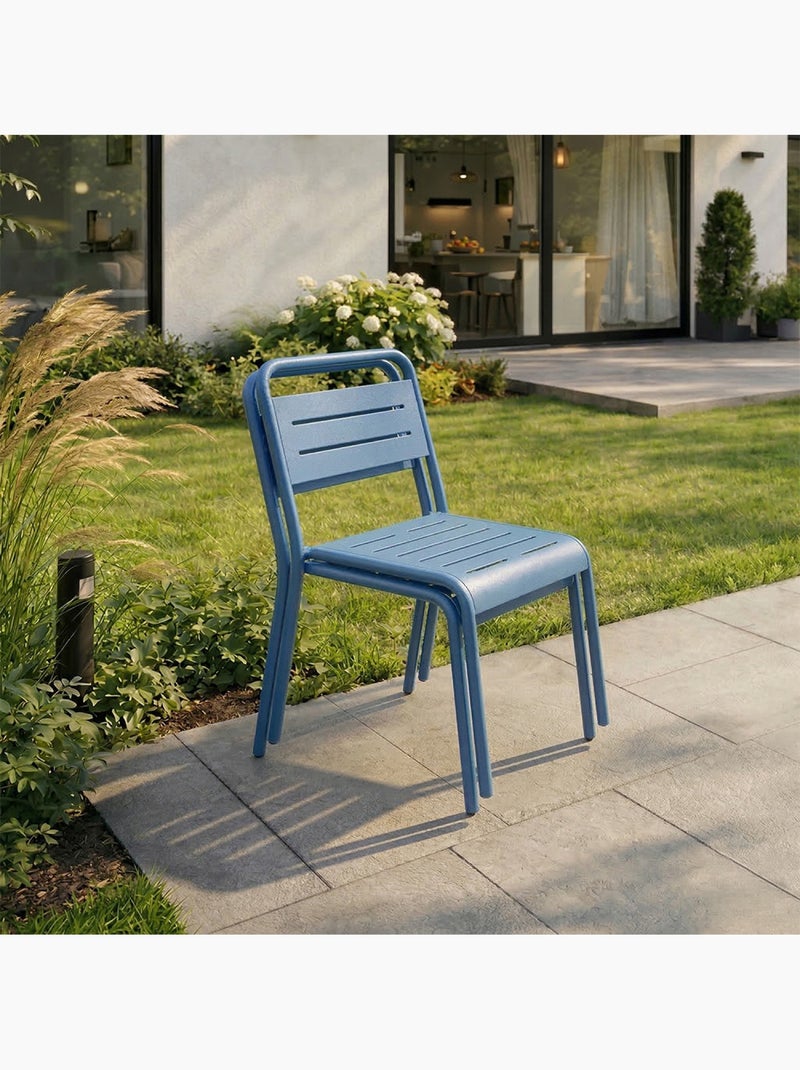 BERGAME Ensemble de 2 chaises de jardin empilables bleues Bleu - Kiabi