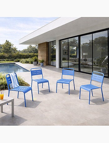 BERGAME Ensemble de 4 chaises de jardin empilables vertes