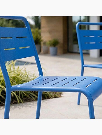 BERGAME Ensemble de 4 chaises de jardin empilables vertes