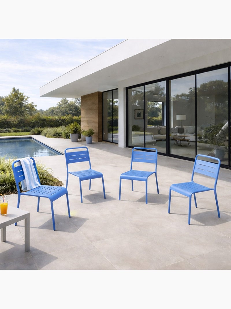 BERGAME Ensemble de 4 chaises de jardin empilables bleues Bleu - Kiabi