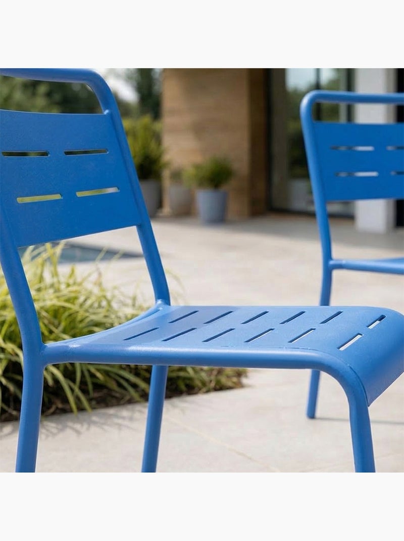 BERGAME Ensemble de 4 chaises de jardin empilables bleues Bleu - Kiabi