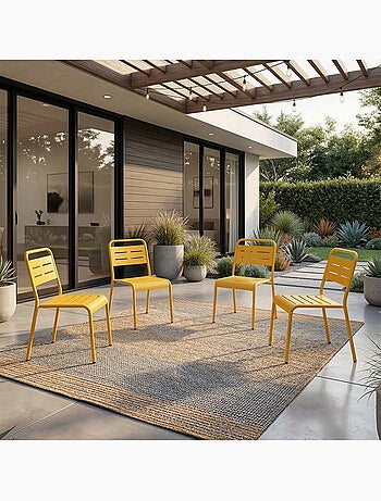 BERGAME Ensemble de 4 chaises de jardin empilables vertes