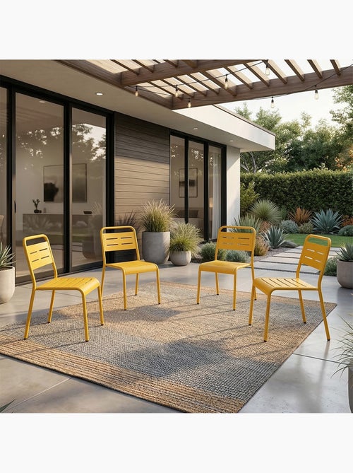 BERGAME Ensemble de 4 chaises de jardin empilables jaunes - Kiabi