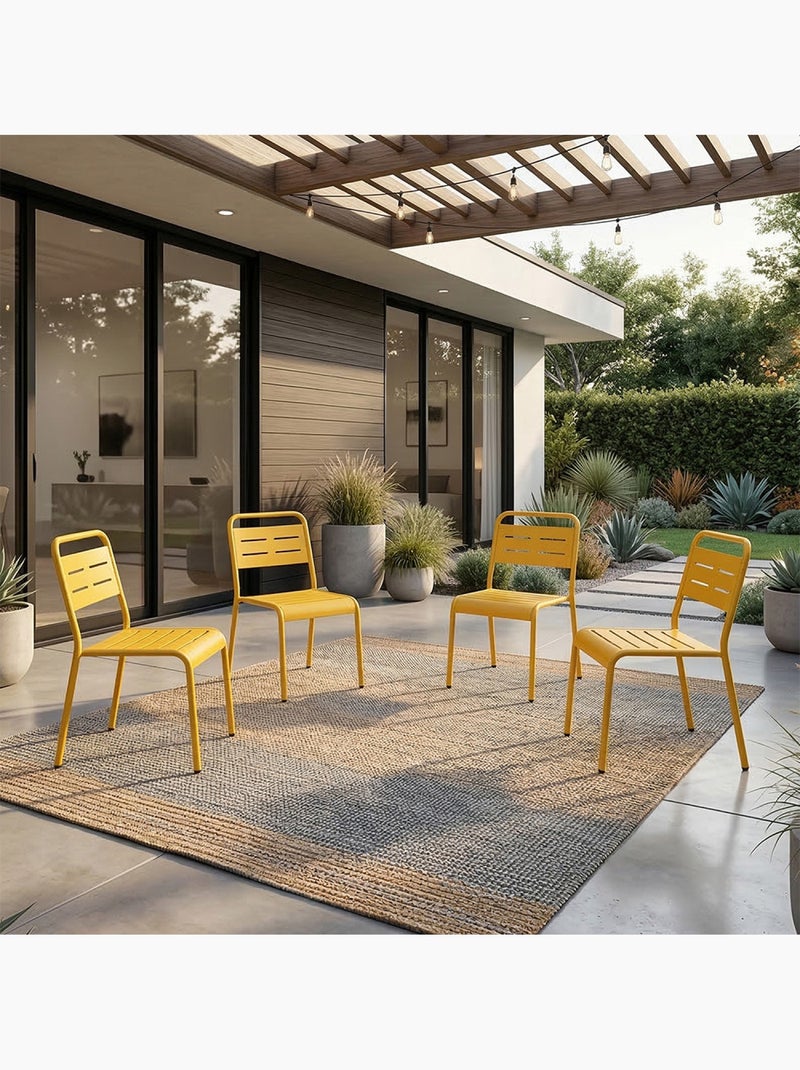 BERGAME Ensemble de 4 chaises de jardin empilables jaunes Jaune - Kiabi