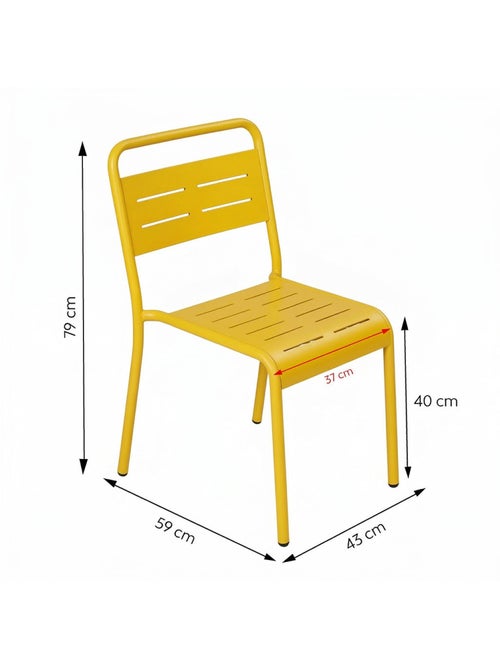 BERGAME Ensemble de 4 chaises de jardin empilables jaunes - Kiabi