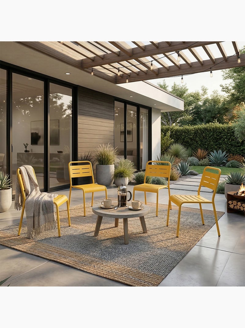 BERGAME Ensemble de 4 chaises de jardin empilables jaunes Jaune - Kiabi