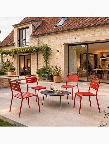 BERGAME Ensemble de 4 chaises de jardin empilables vertes