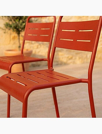 BERGAME Ensemble de 4 chaises de jardin empilables vertes