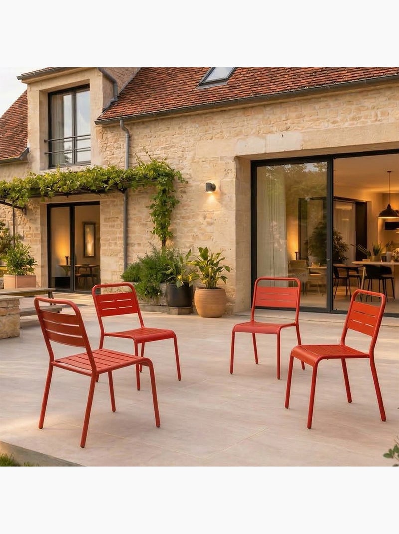 BERGAME Ensemble de 4 chaises de jardin empilables terracotta Terracotta - Kiabi