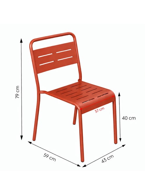 BERGAME Ensemble de 4 chaises de jardin empilables terracotta - Kiabi