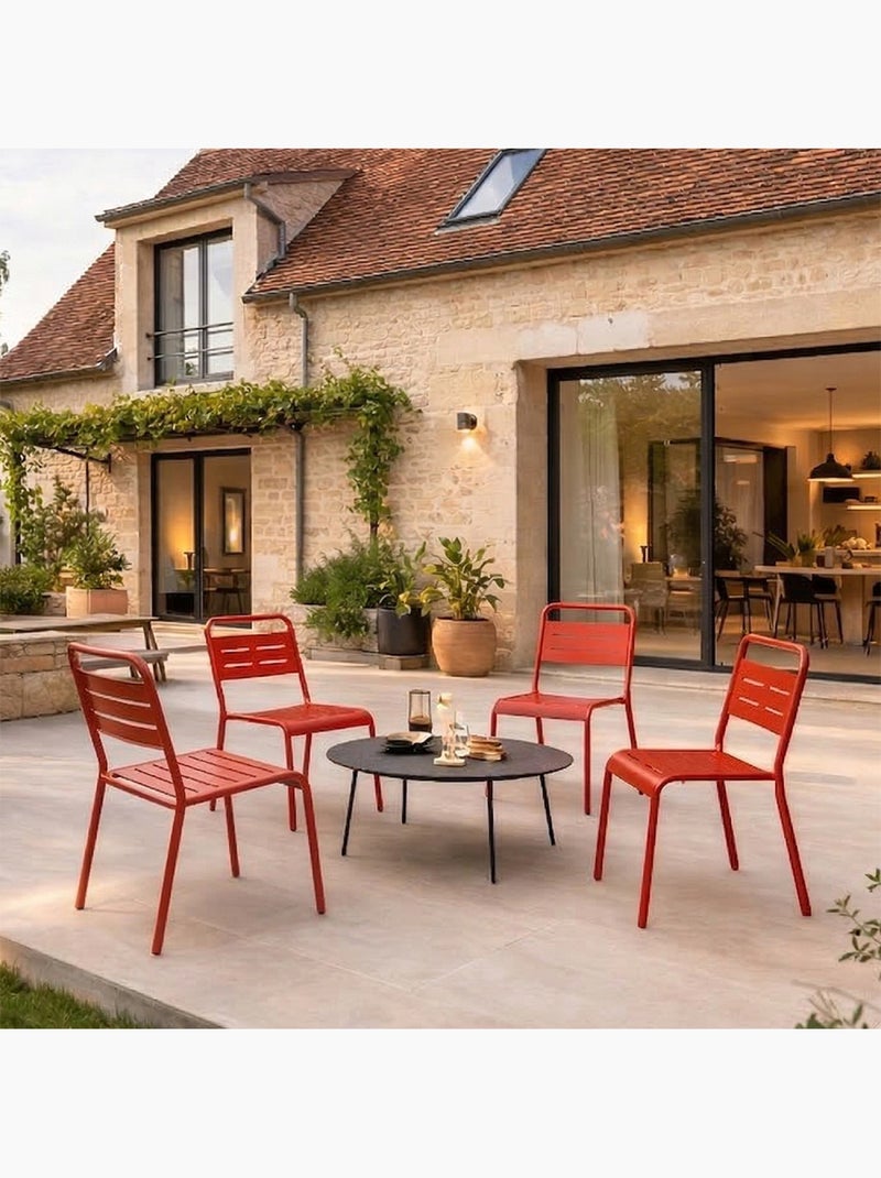 BERGAME Ensemble de 4 chaises de jardin empilables terracotta Terracotta - Kiabi