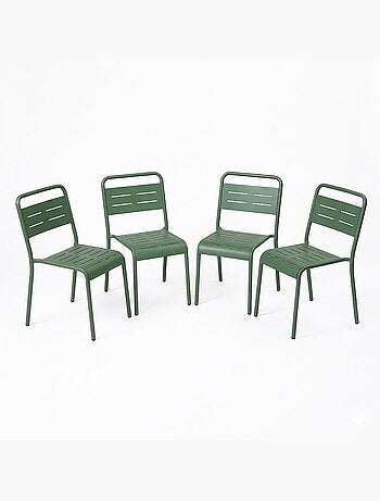 BERGAME Ensemble de 4 chaises de jardin empilables vertes