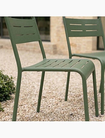 BERGAME Ensemble de 4 chaises de jardin empilables vertes
