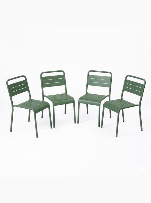 BERGAME Ensemble de 4 chaises de jardin empilables vertes - Kiabi