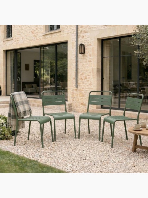 BERGAME Ensemble de 4 chaises de jardin empilables vertes - Kiabi