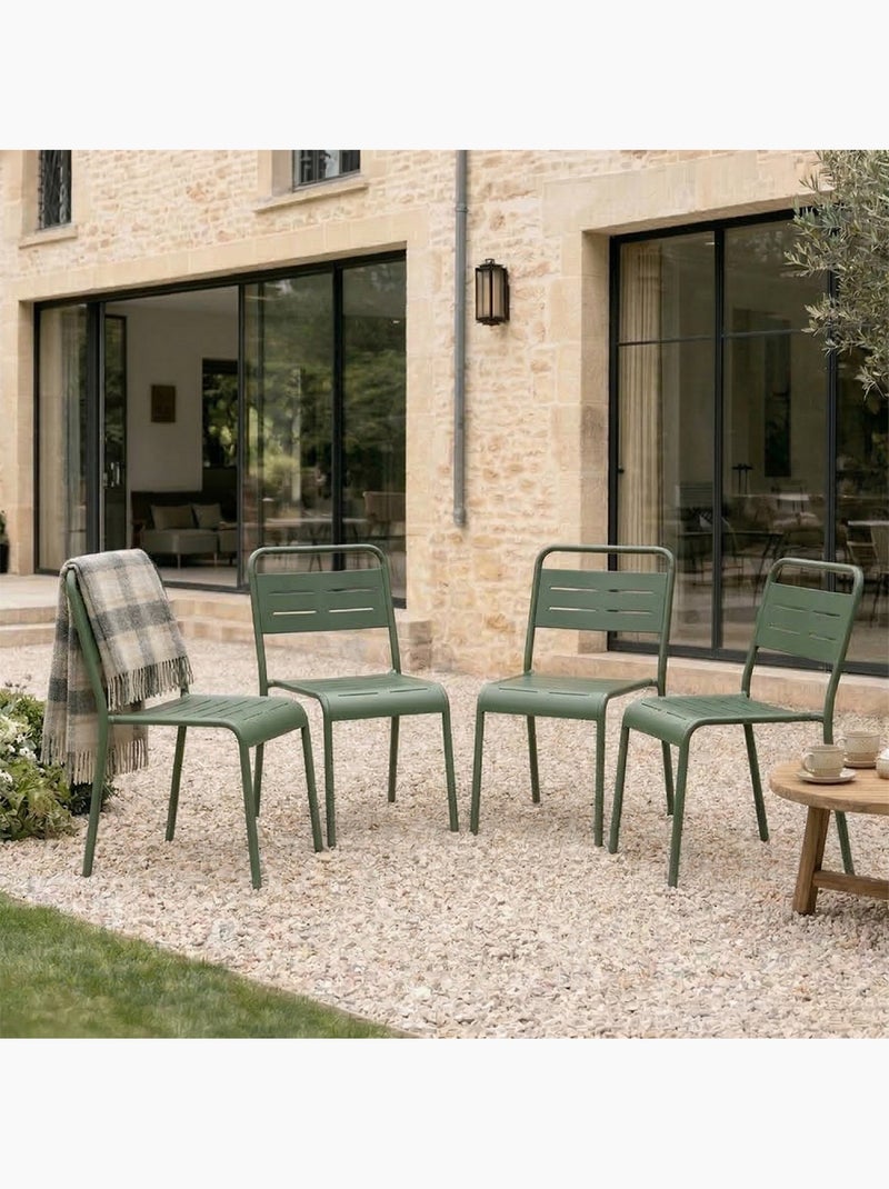 BERGAME Ensemble de 4 chaises de jardin empilables vertes Vert - Kiabi