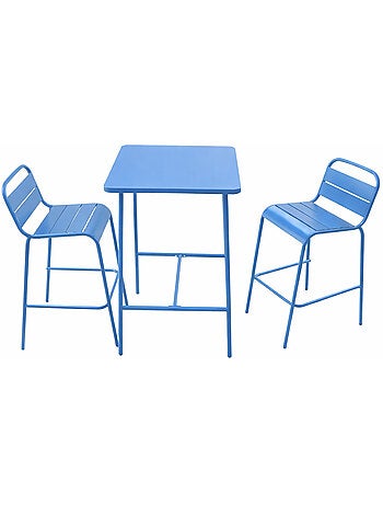 BERGAME Ensemble table de bar et 2 chaises hautes d'extérieur terracotta