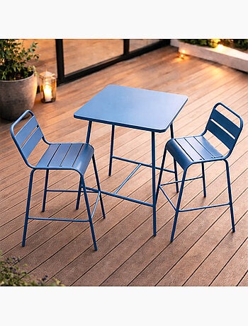 BERGAME Ensemble table de bar et 2 chaises hautes d'extérieur terracotta