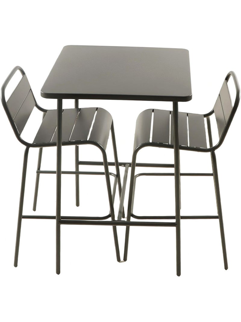 BERGAME Ensemble table de bar et 2 chaises hautes d'extérieur gris foncé Gris - Kiabi