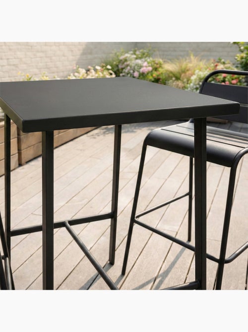BERGAME Ensemble table de bar et 2 chaises hautes d'extérieur gris foncé - Kiabi