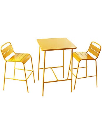 BERGAME Ensemble table de bar et 2 chaises hautes d'extérieur terracotta