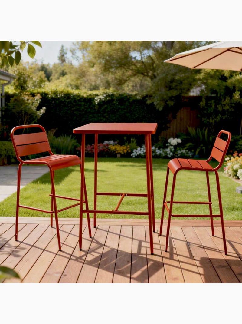 BERGAME Ensemble table de bar et 2 chaises hautes d'extérieur terracotta Terracotta - Kiabi