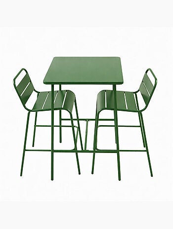 BERGAME Ensemble table de bar et 2 chaises hautes d'extérieur terracotta