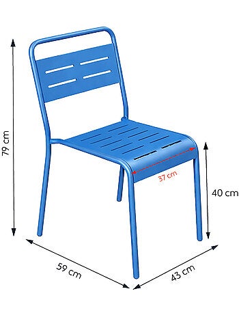 BERGAME Ensemble table de jardin 120 cm et 4 chaises bleu