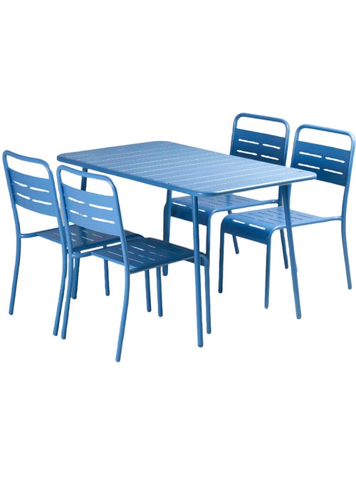 BERGAME Ensemble table de jardin 120 cm et 4 chaises bleu - Kiabi