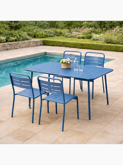 BERGAME Ensemble table de jardin 120 cm et 4 chaises bleu - Kiabi