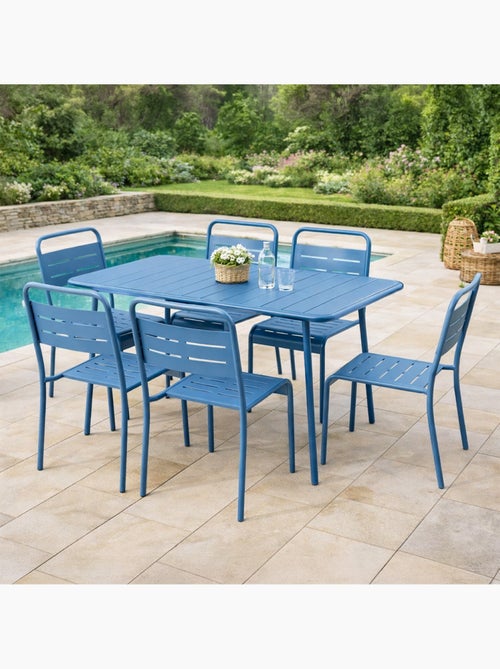 BERGAME Ensemble table de jardin 120 cm et 4 chaises bleu - Kiabi