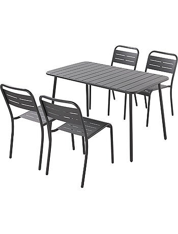BERGAME Ensemble table de jardin 120 cm et 4 chaises