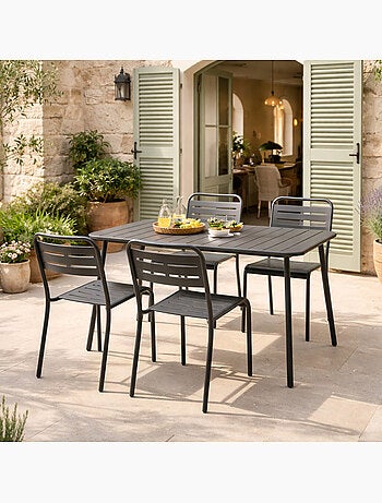 BERGAME Ensemble table de jardin 120 cm et 4 chaises