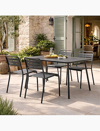 BERGAME Ensemble table de jardin 120 cm et 4 chaises