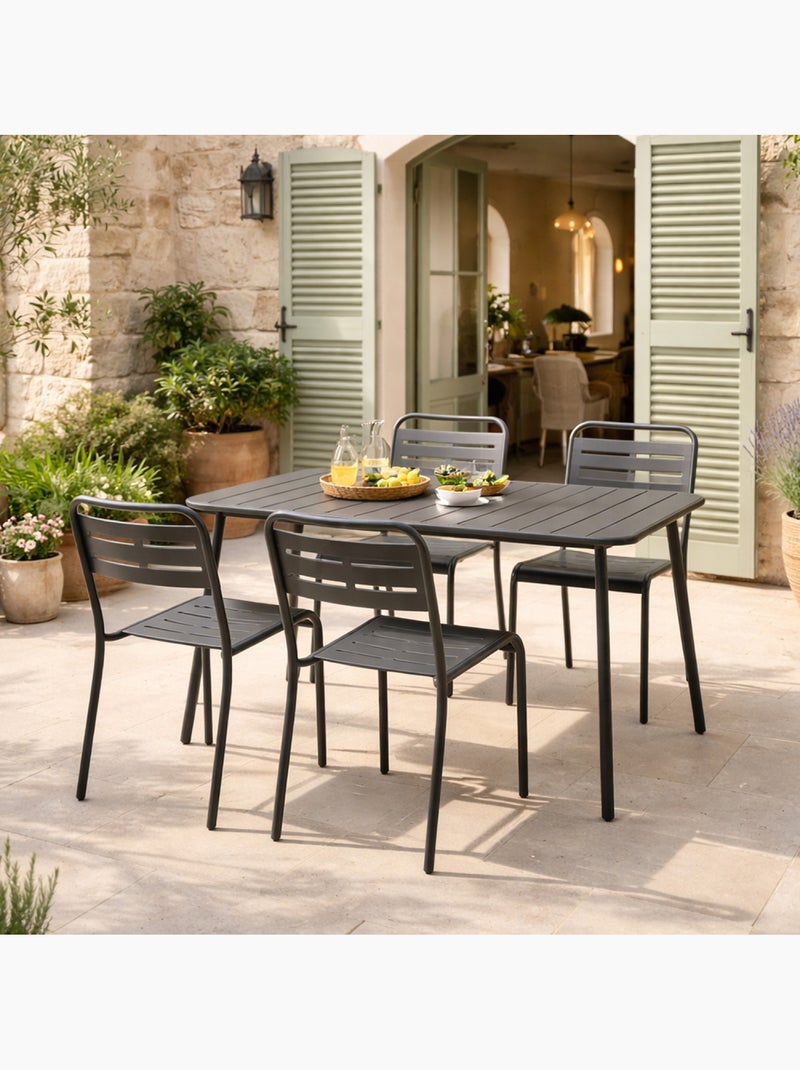 BERGAME Ensemble table de jardin 120 cm et 4 chaises Gris - Kiabi