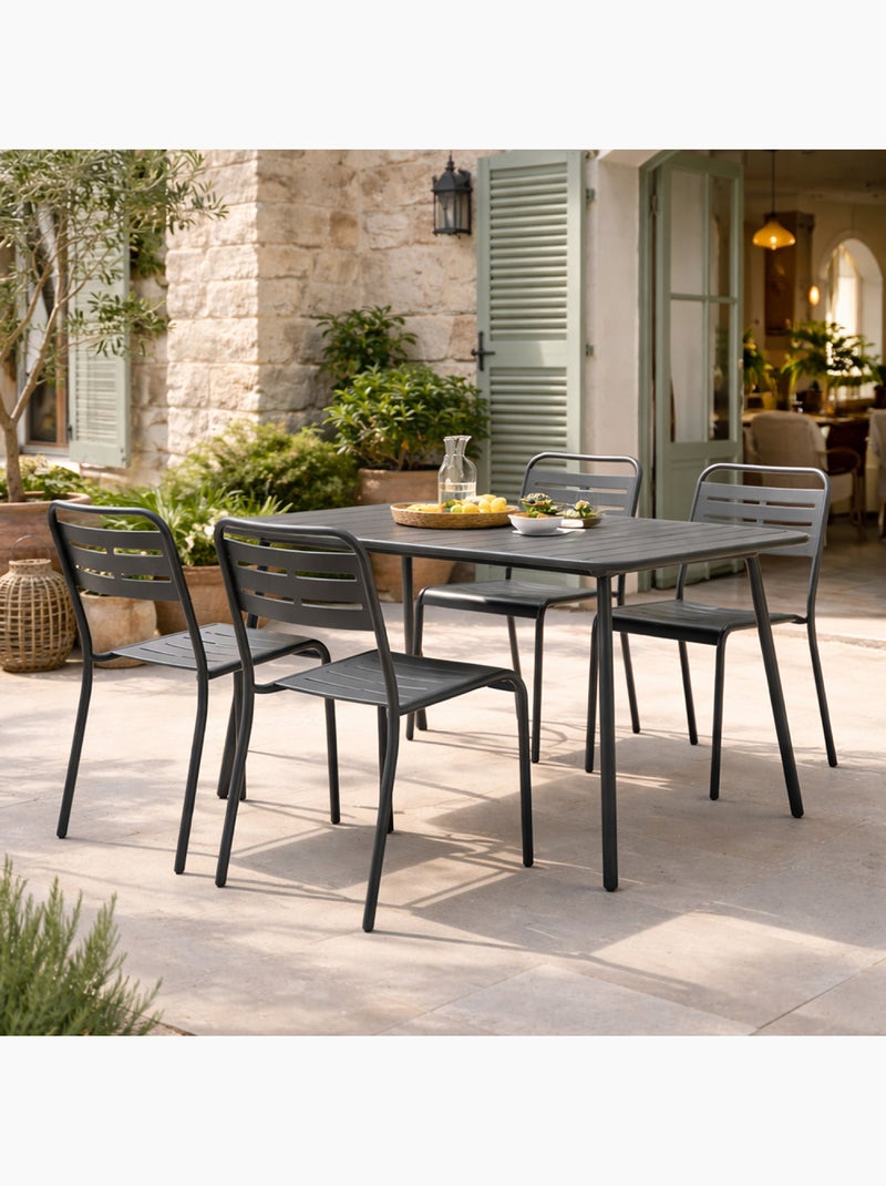 BERGAME Ensemble table de jardin 120 cm et 4 chaises Gris - Kiabi