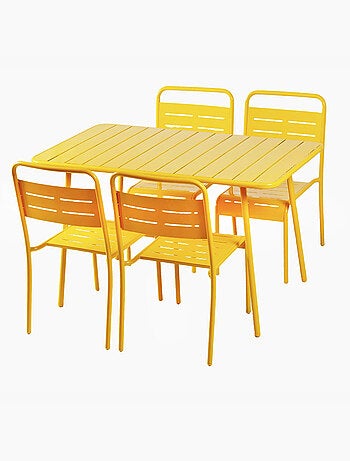 BERGAME Ensemble table de jardin 120 cm et 4 chaises terracotta