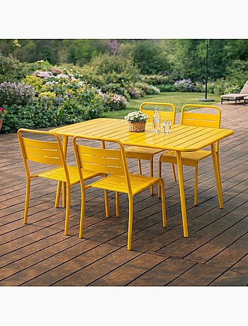 BERGAME Ensemble table de jardin 120 cm et 4 chaises terracotta