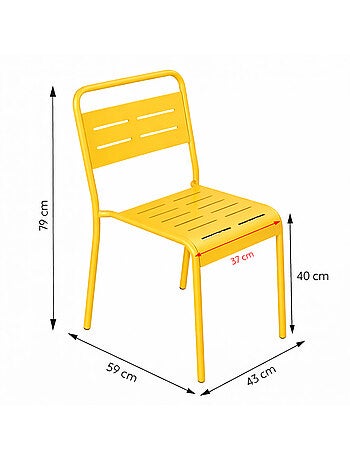 BERGAME Ensemble table de jardin 120 cm et 4 chaises terracotta
