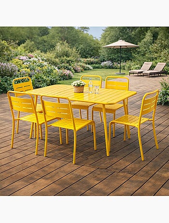BERGAME Ensemble table de jardin 120 cm et 4 chaises terracotta