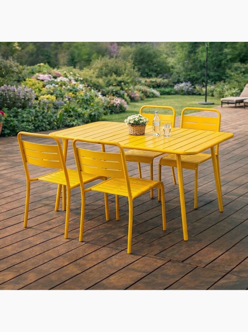 BERGAME Ensemble table de jardin 120 cm et 4 chaises jaune - Kiabi