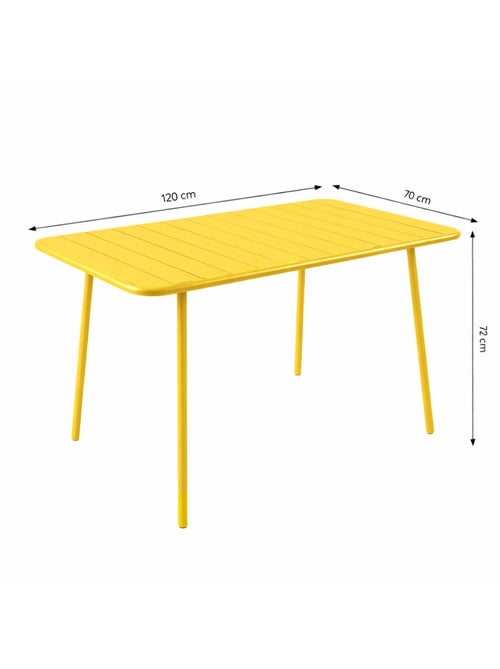 BERGAME Ensemble table de jardin 120 cm et 4 chaises jaune - Kiabi