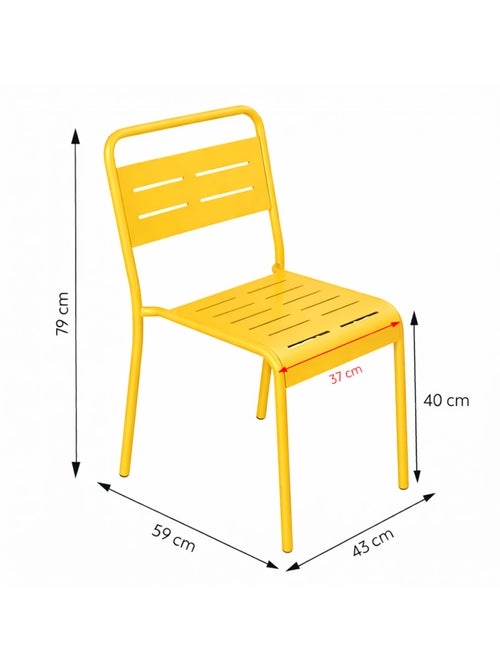 BERGAME Ensemble table de jardin 120 cm et 4 chaises jaune - Kiabi