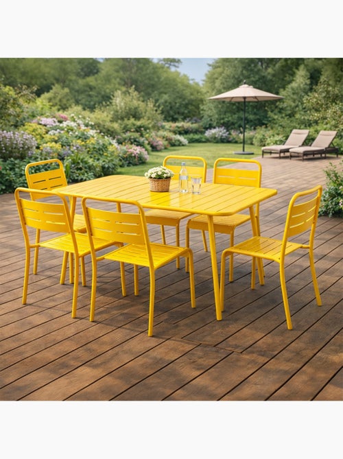 BERGAME Ensemble table de jardin 120 cm et 4 chaises jaune - Kiabi