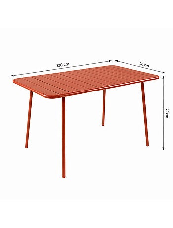 BERGAME Ensemble table de jardin 120 cm et 4 chaises terracotta