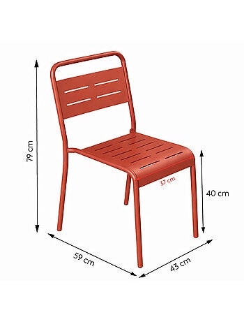 BERGAME Ensemble table de jardin 120 cm et 4 chaises terracotta