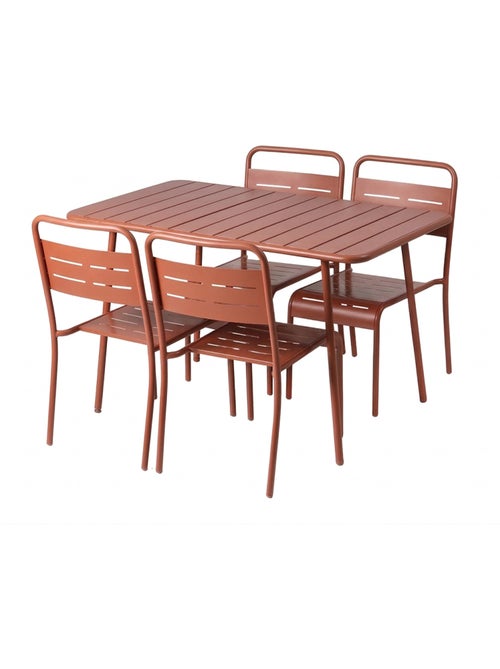 BERGAME Ensemble table de jardin 120 cm et 4 chaises terracotta - Kiabi